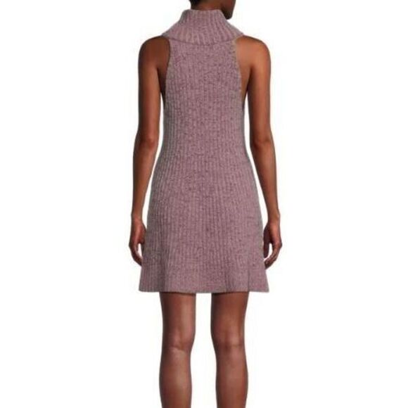 Free People OB1534052 Women's Sz M Purple Claude Mockneck Mini Knit Dress $138 - Picture 2 of 13